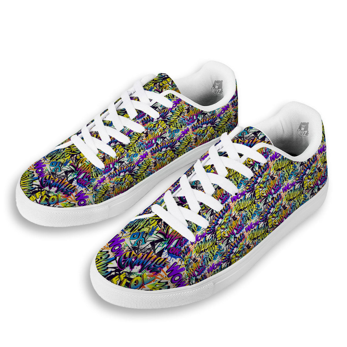 Graffiti Colorful Print Pattern White Low Top Sneakers-grizzshop