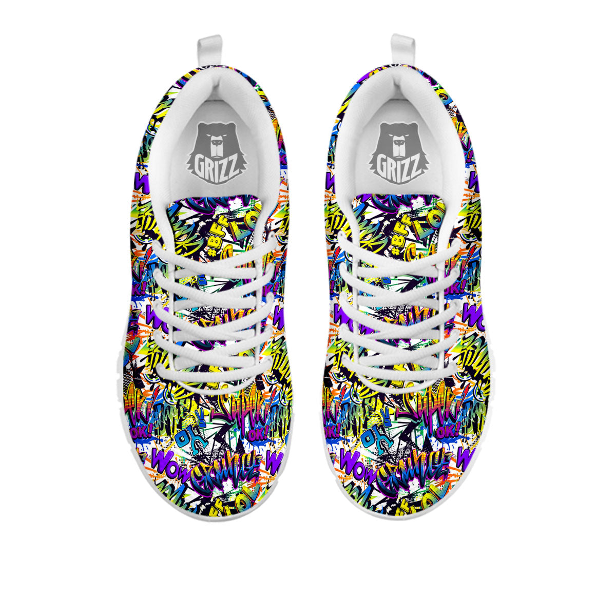 Graffiti Colorful Print Pattern White Sneaker-grizzshop