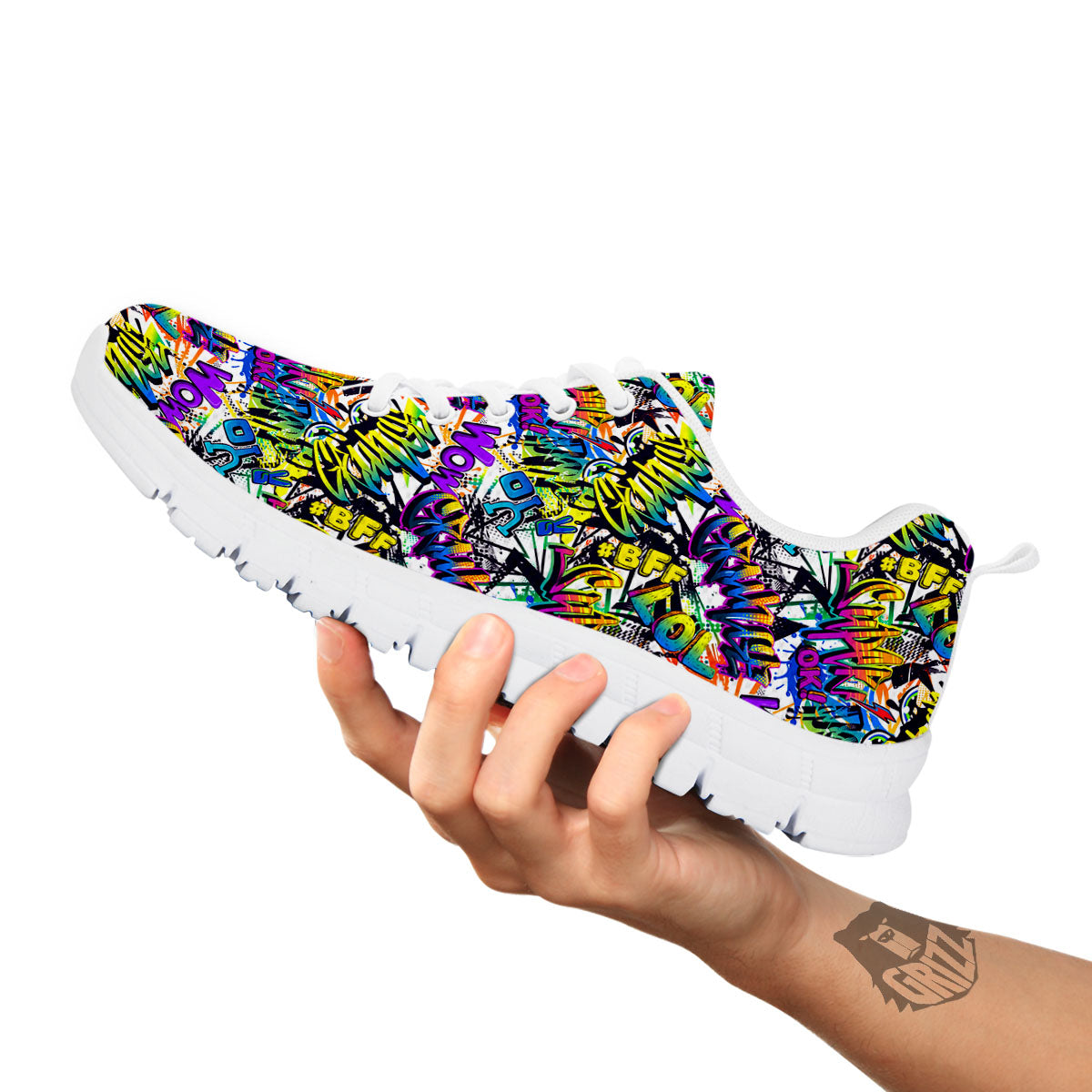 Graffiti Colorful Print Pattern White Sneaker-grizzshop