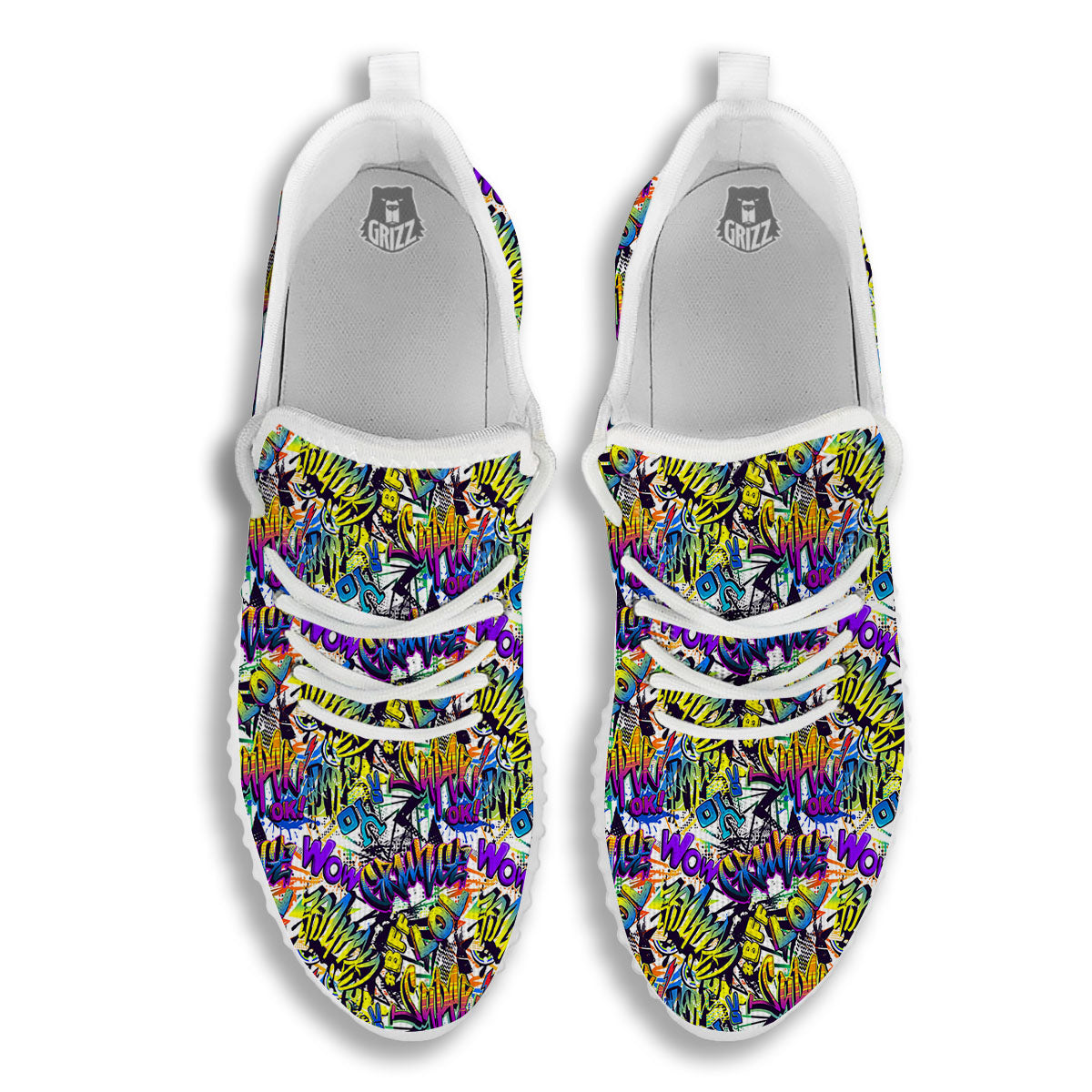 Graffiti Colorful Print Pattern White Walking Shoes-grizzshop