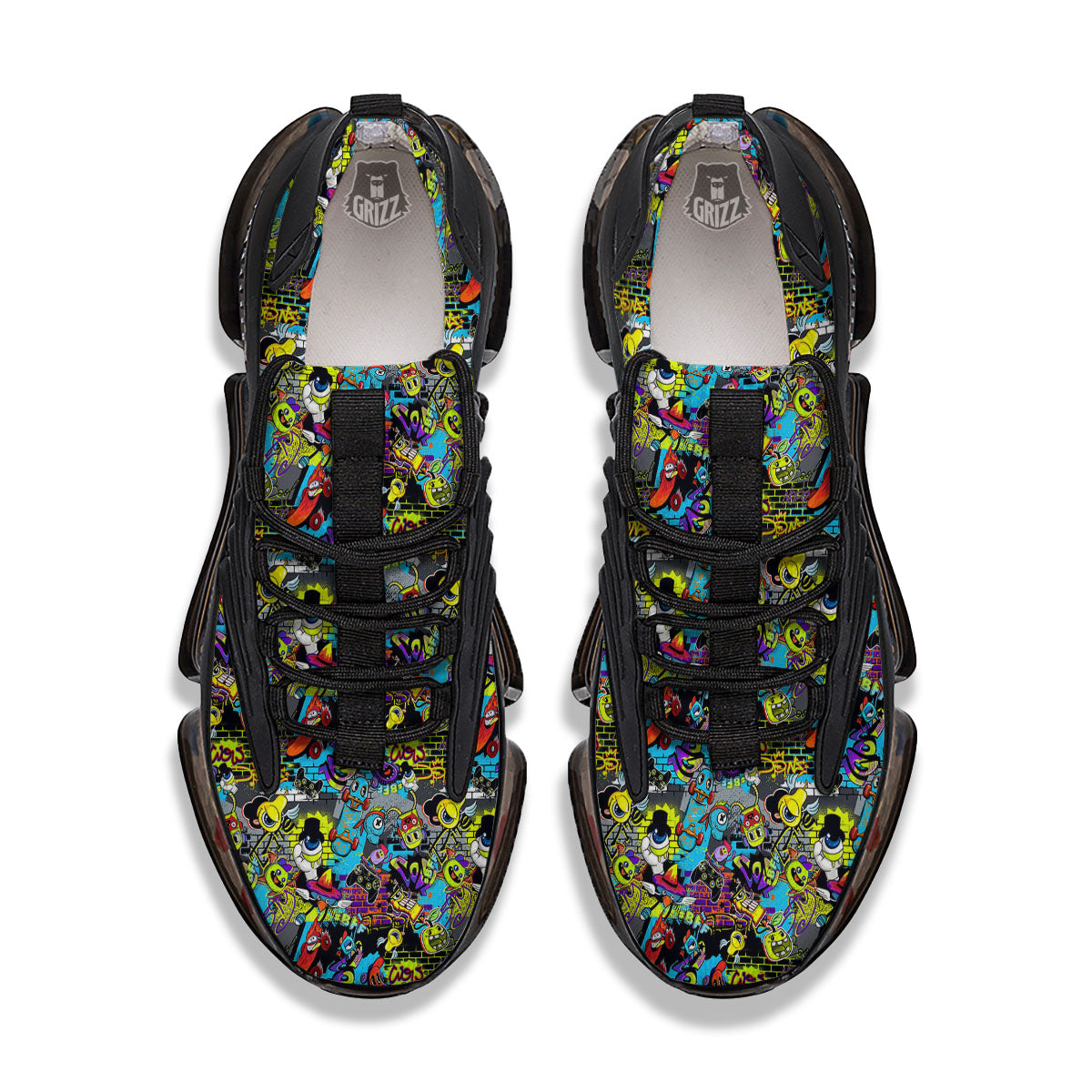 Graffiti Funky Print Pattern Black Gym Shoes-grizzshop