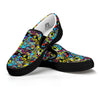 Graffiti Funky Print Pattern Black Slip On Shoes-grizzshop