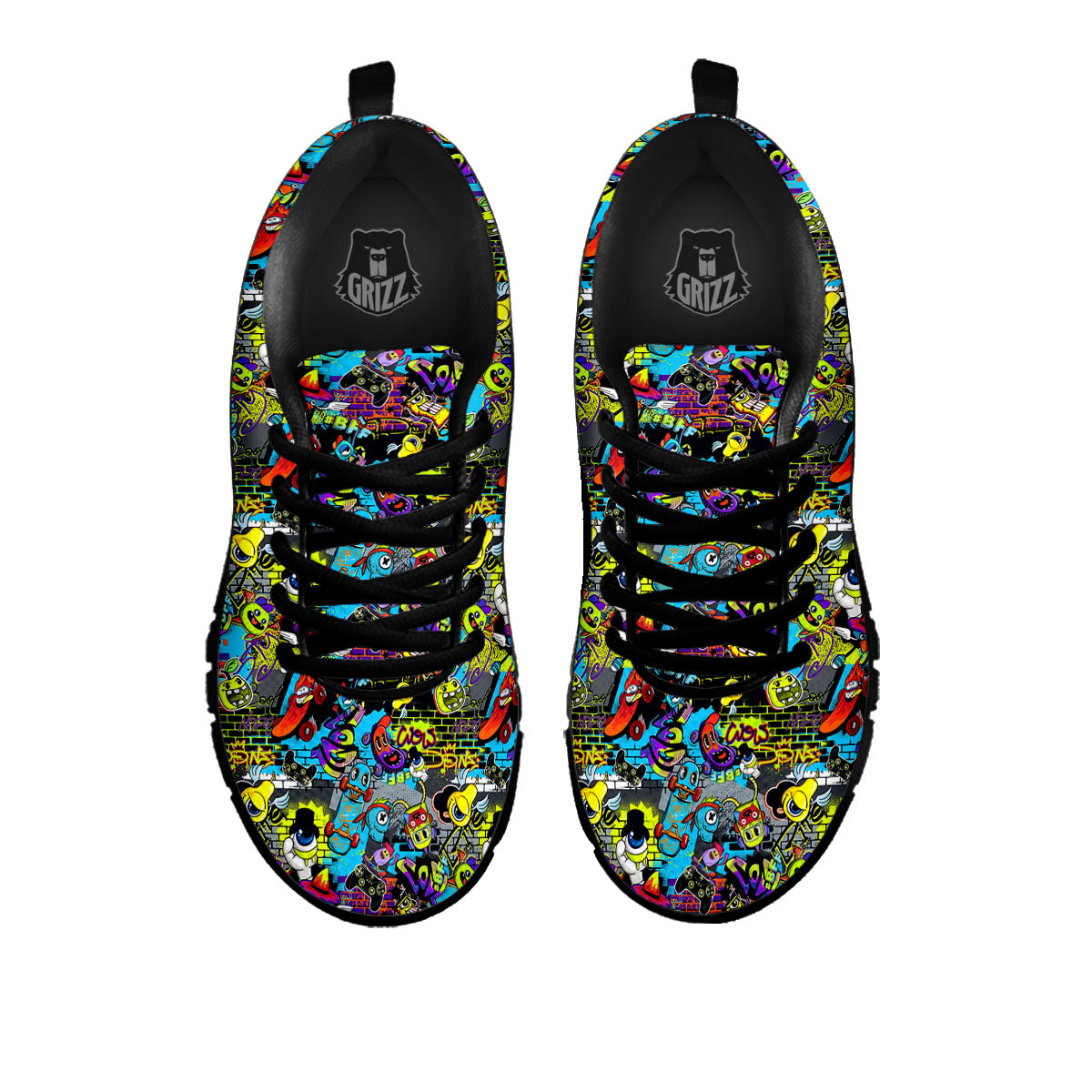 Graffiti Funky Print Pattern Black Sneaker-grizzshop