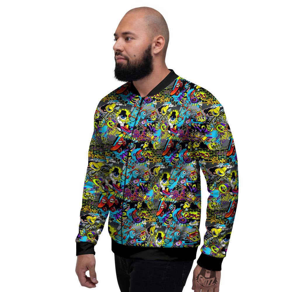 Graffiti Funky Print Pattern Men's Bomber Jacket-grizzshop