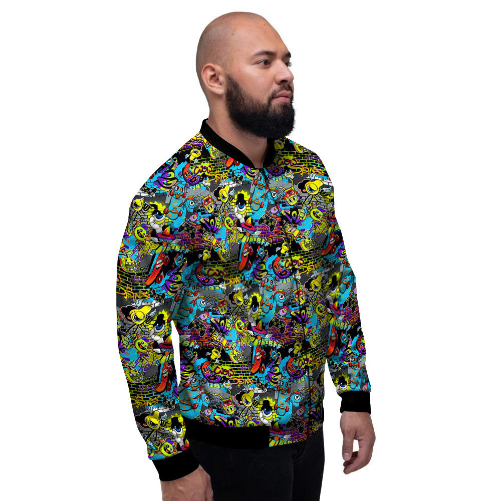 Graffiti Funky Print Pattern Men's Bomber Jacket-grizzshop