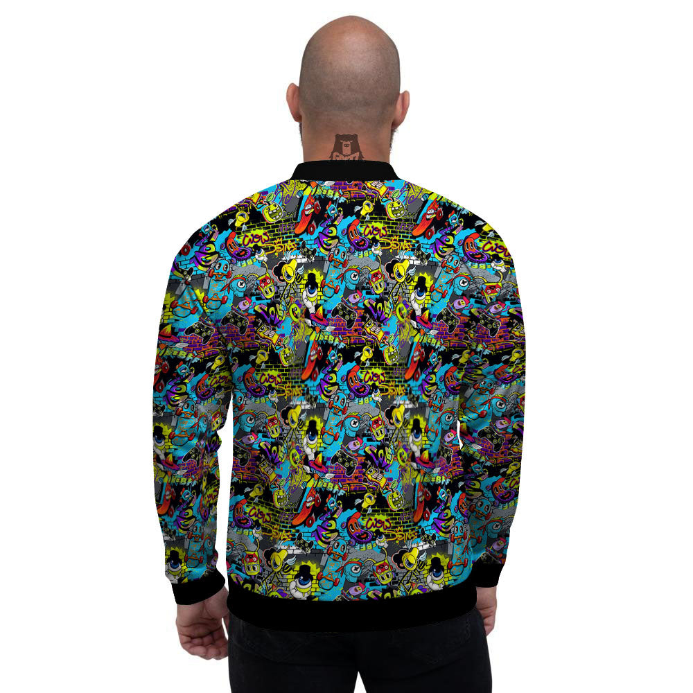 Graffiti Funky Print Pattern Men's Bomber Jacket-grizzshop