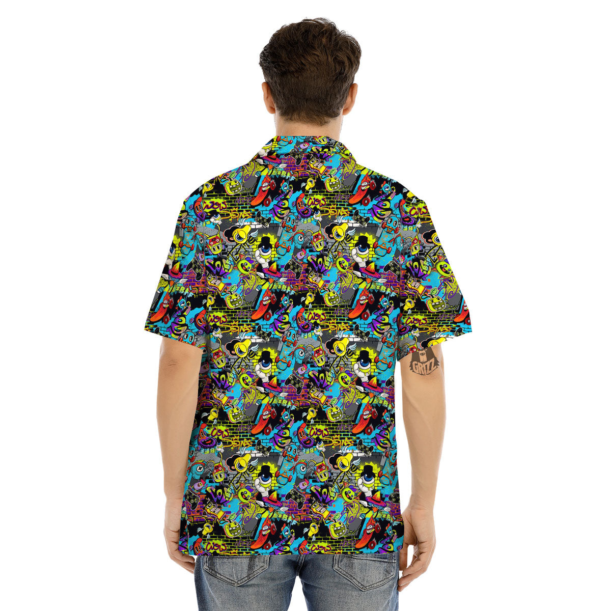 Graffiti Funky Print Pattern Men's Hawaiian Shirt-grizzshop