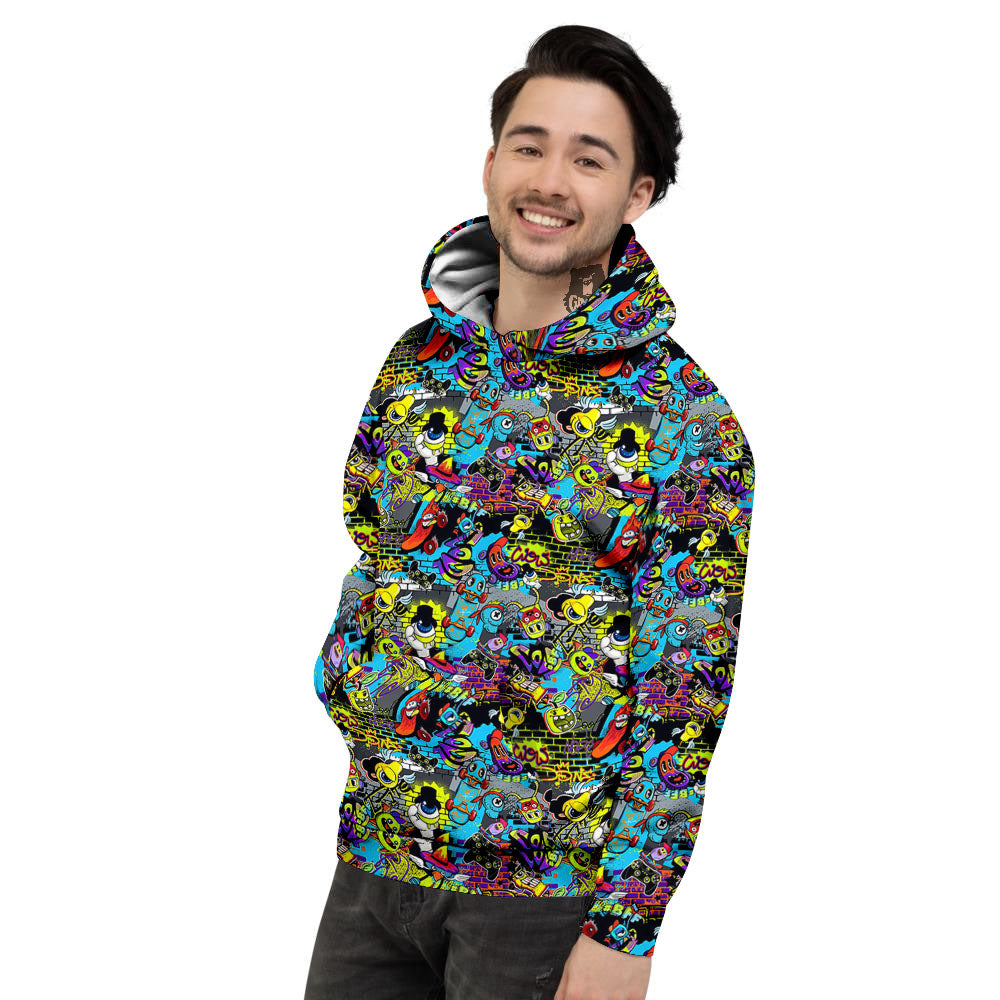 Graffiti Funky Print Pattern Men's Hoodie-grizzshop