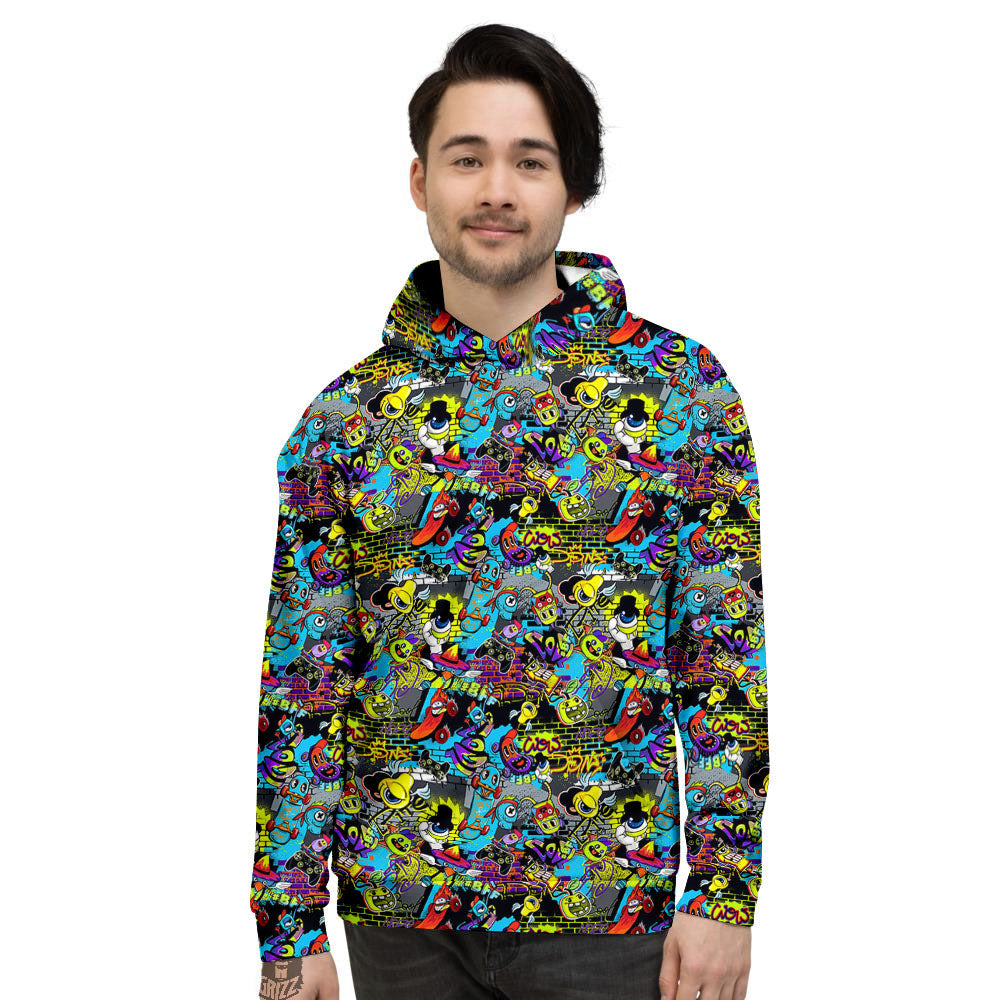 Graffiti Funky Print Pattern Men's Hoodie-grizzshop