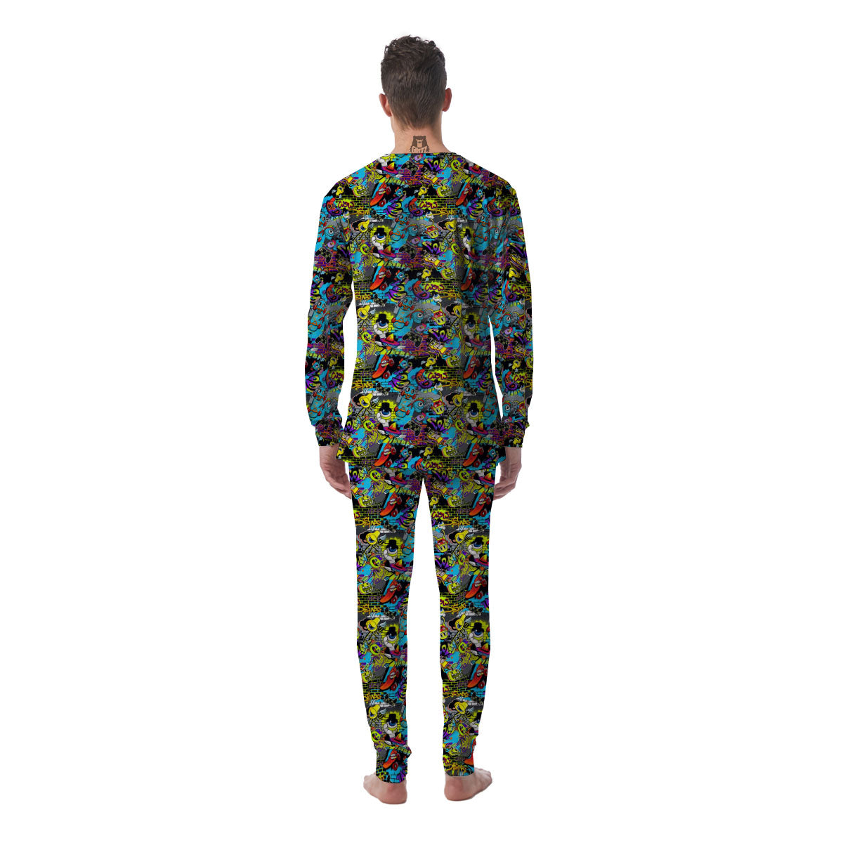 Graffiti Funky Print Pattern Men's Pajamas-grizzshop