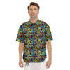 Graffiti Funky Print Pattern Men's Short Sleeve Shirts-grizzshop