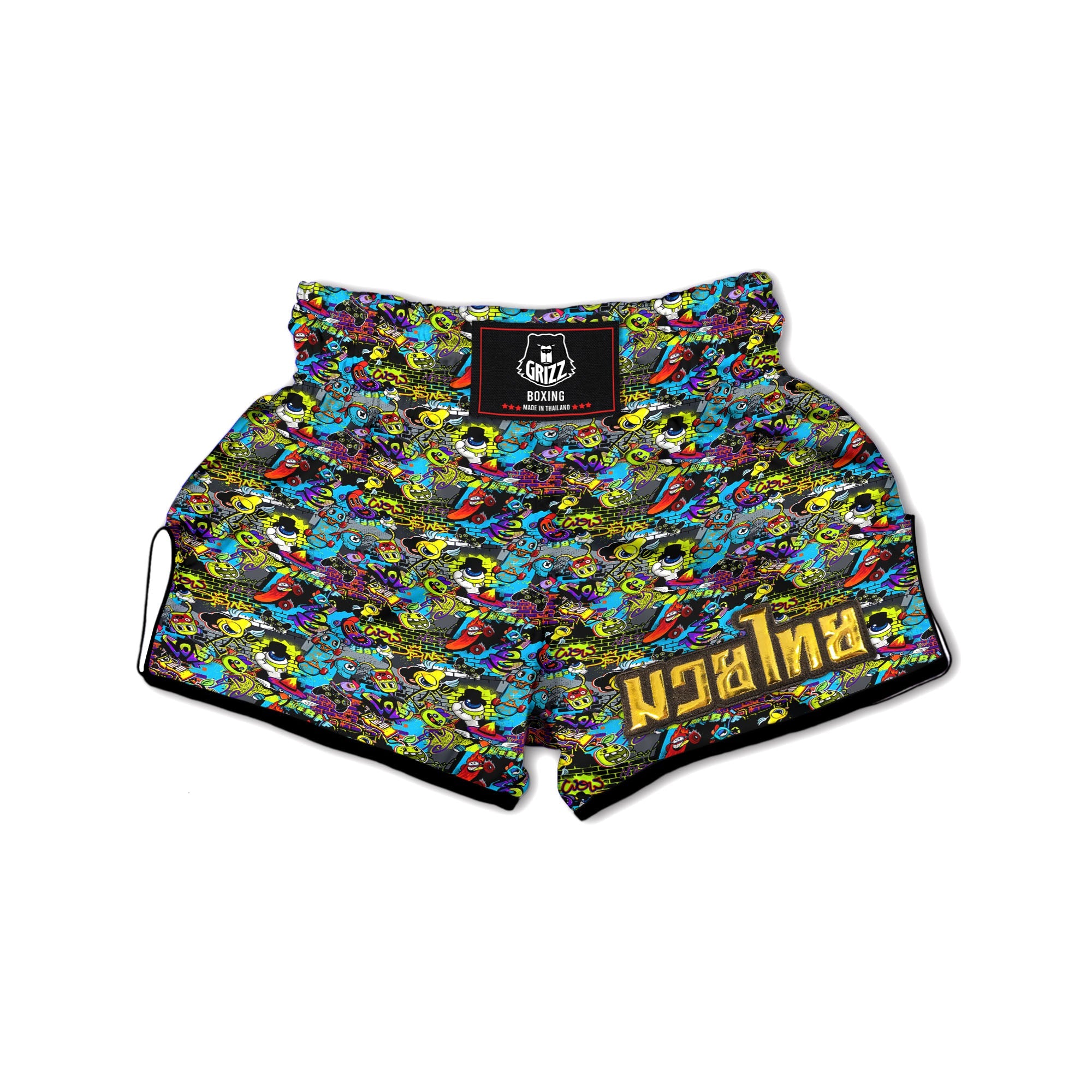 Graffiti Funky Print Pattern Muay Thai Boxing Shorts-grizzshop