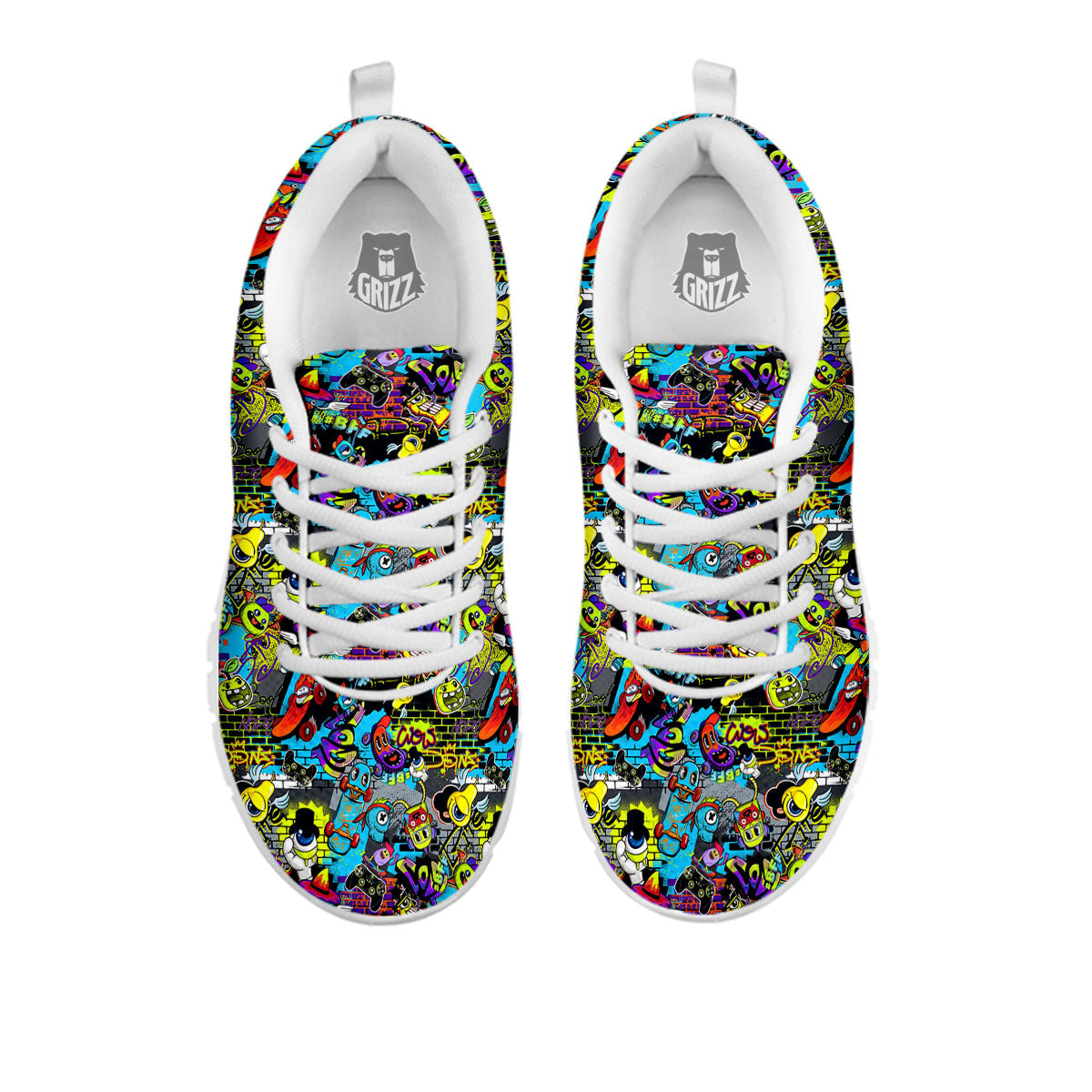 Graffiti Funky Print Pattern White Sneaker-grizzshop