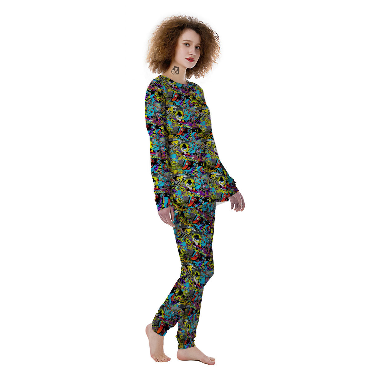 Graffiti Funky Print Pattern Women's Pajamas-grizzshop
