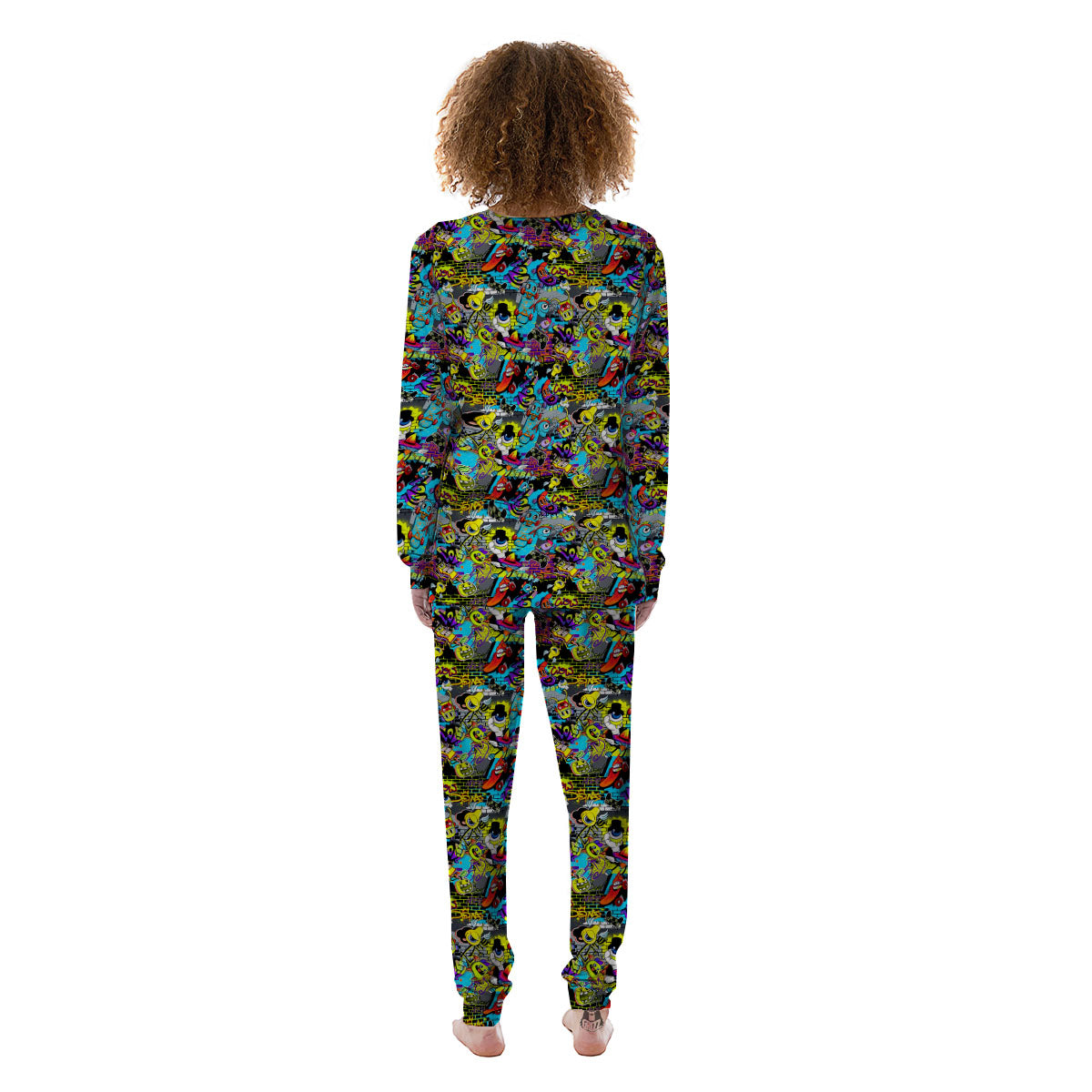 Graffiti Funky Print Pattern Women's Pajamas-grizzshop