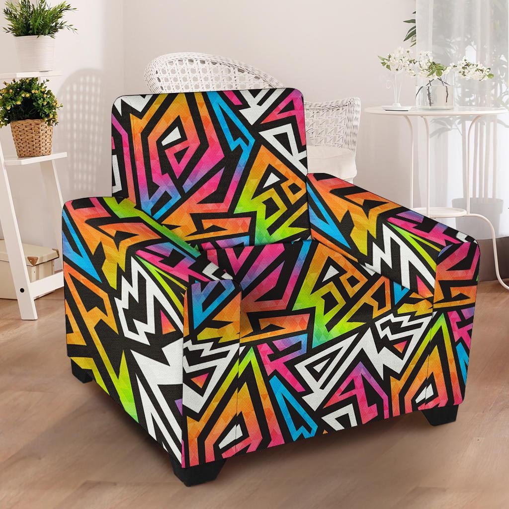 Graffiti Geometric Abstract Armchair Cover-grizzshop