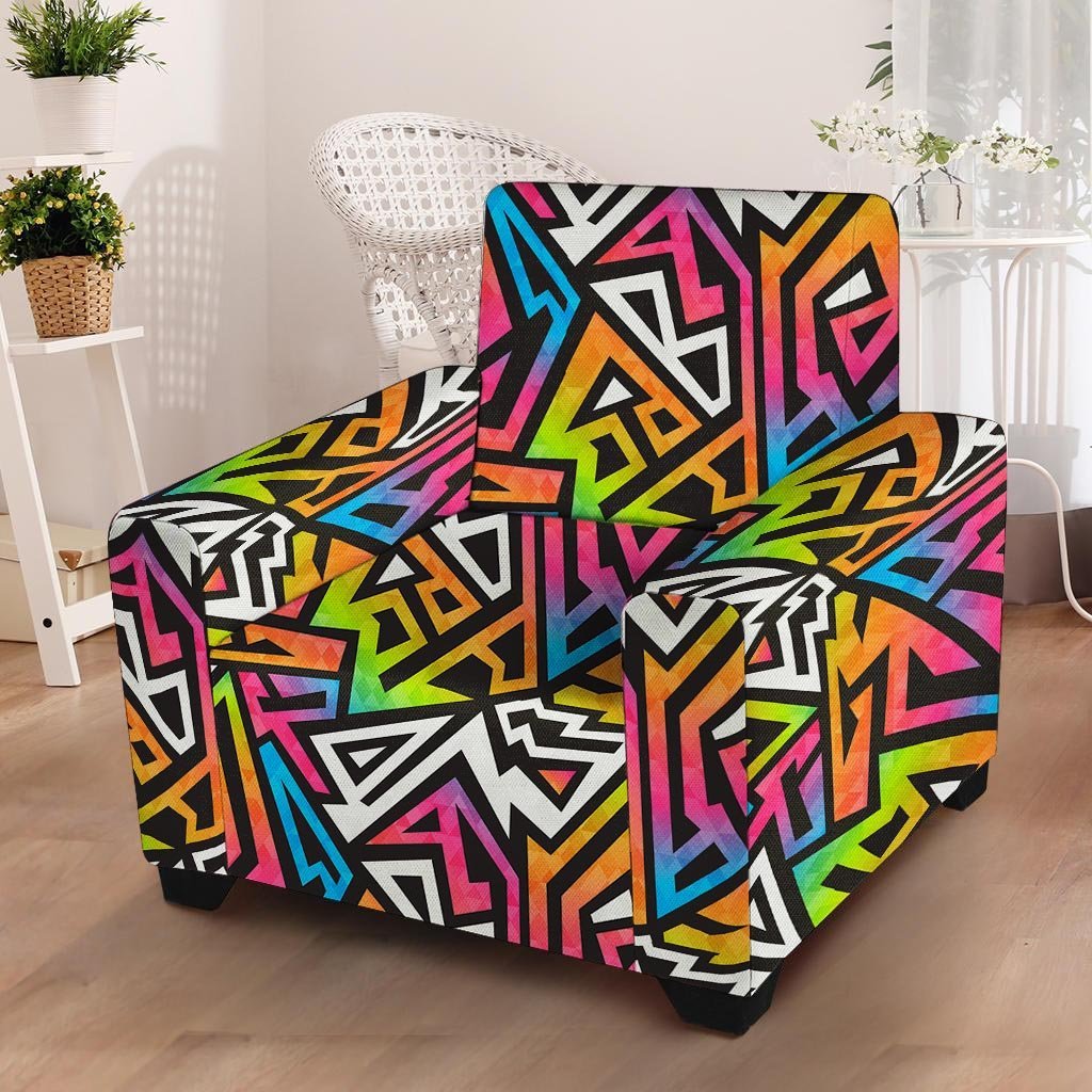 Graffiti Geometric Abstract Armchair Cover-grizzshop