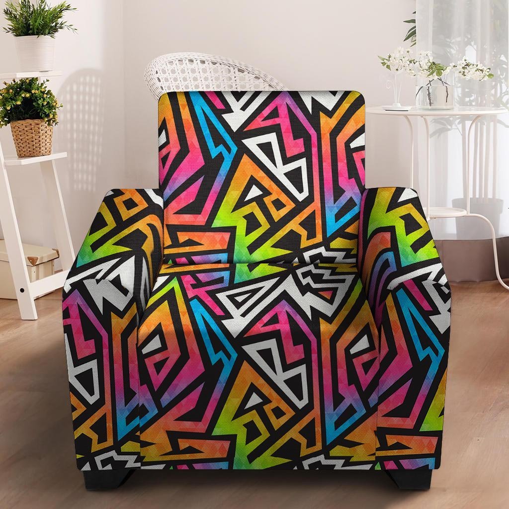 Graffiti Geometric Abstract Armchair Cover-grizzshop