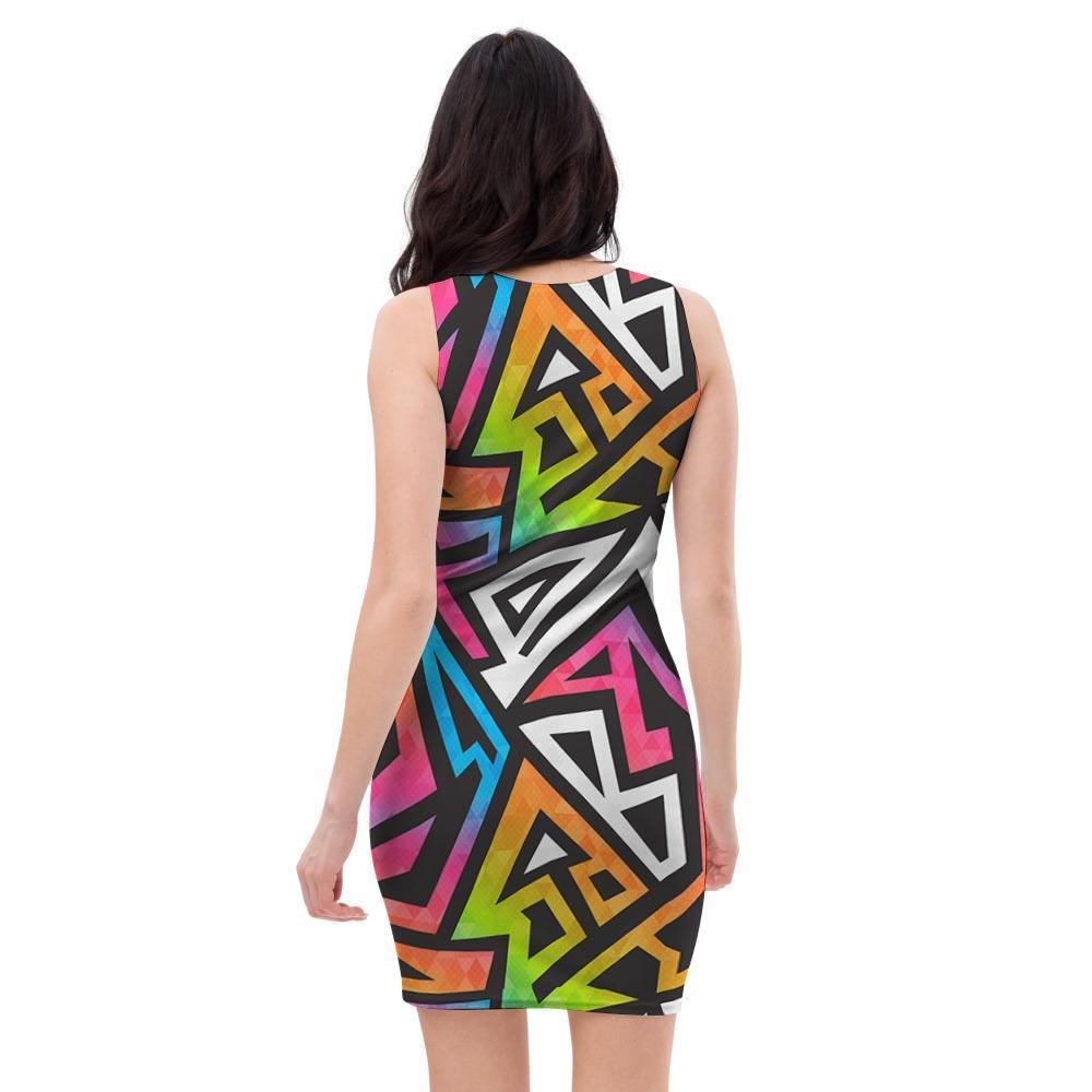 Graffiti Geometric Abstract Bodycon Dress-grizzshop