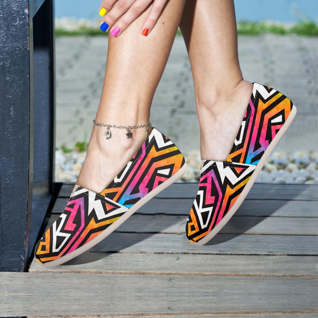 Graffiti Geometric Abstract Canvas Shoes-grizzshop