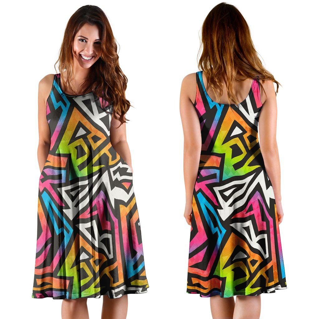 Graffiti Geometric Abstract Dress-grizzshop