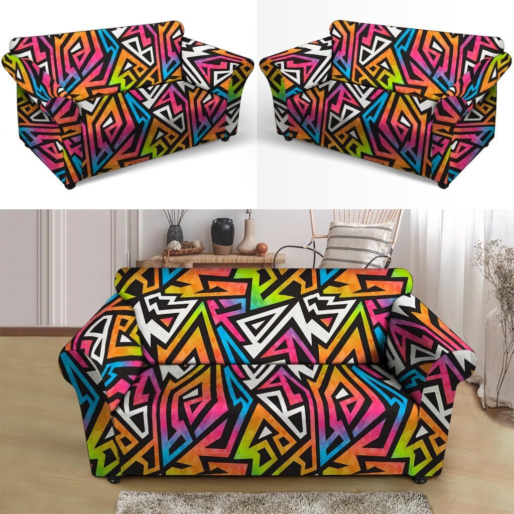 Graffiti Geometric Abstract Loveseat Cover-grizzshop