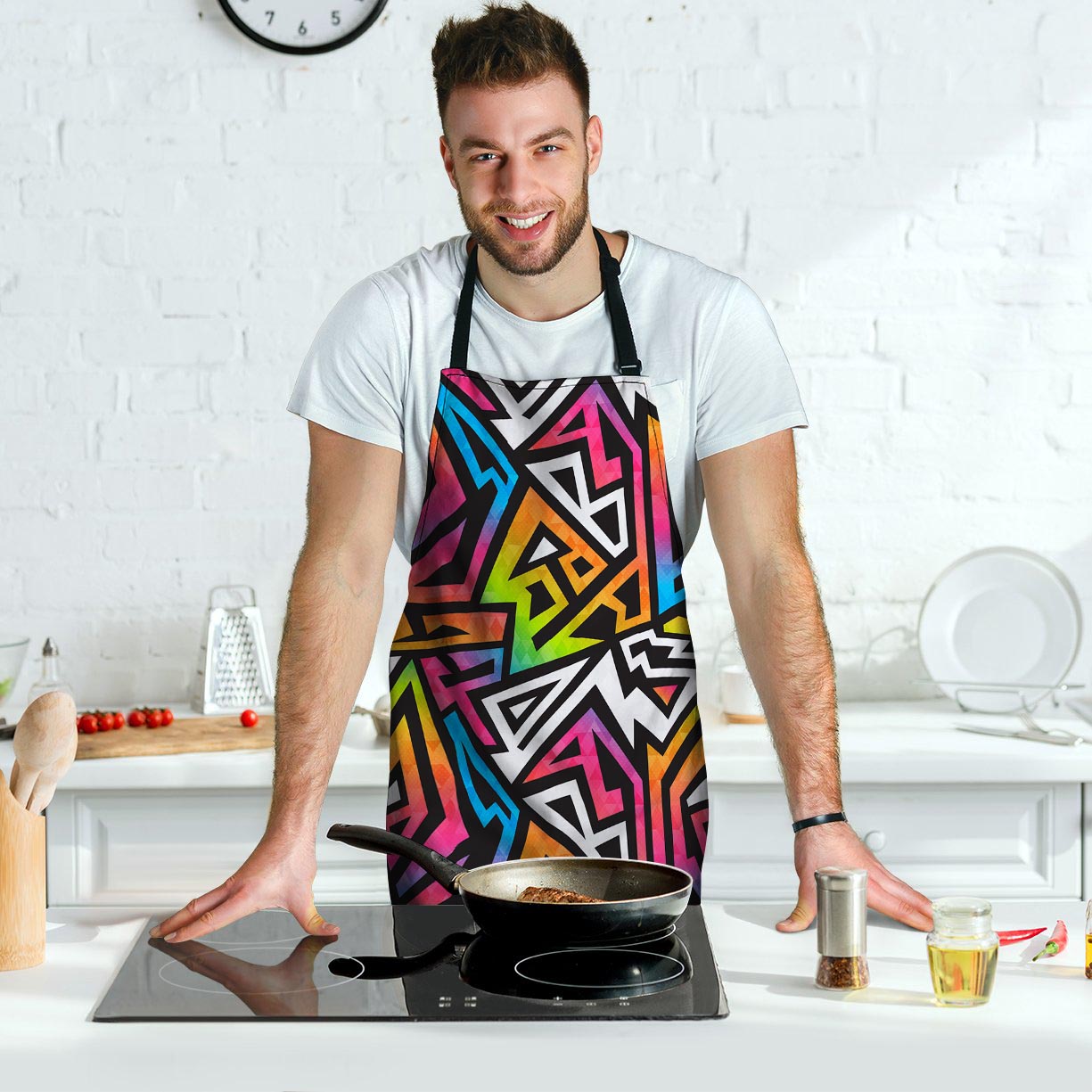 Graffiti Geometric Abstract Men's Apron-grizzshop