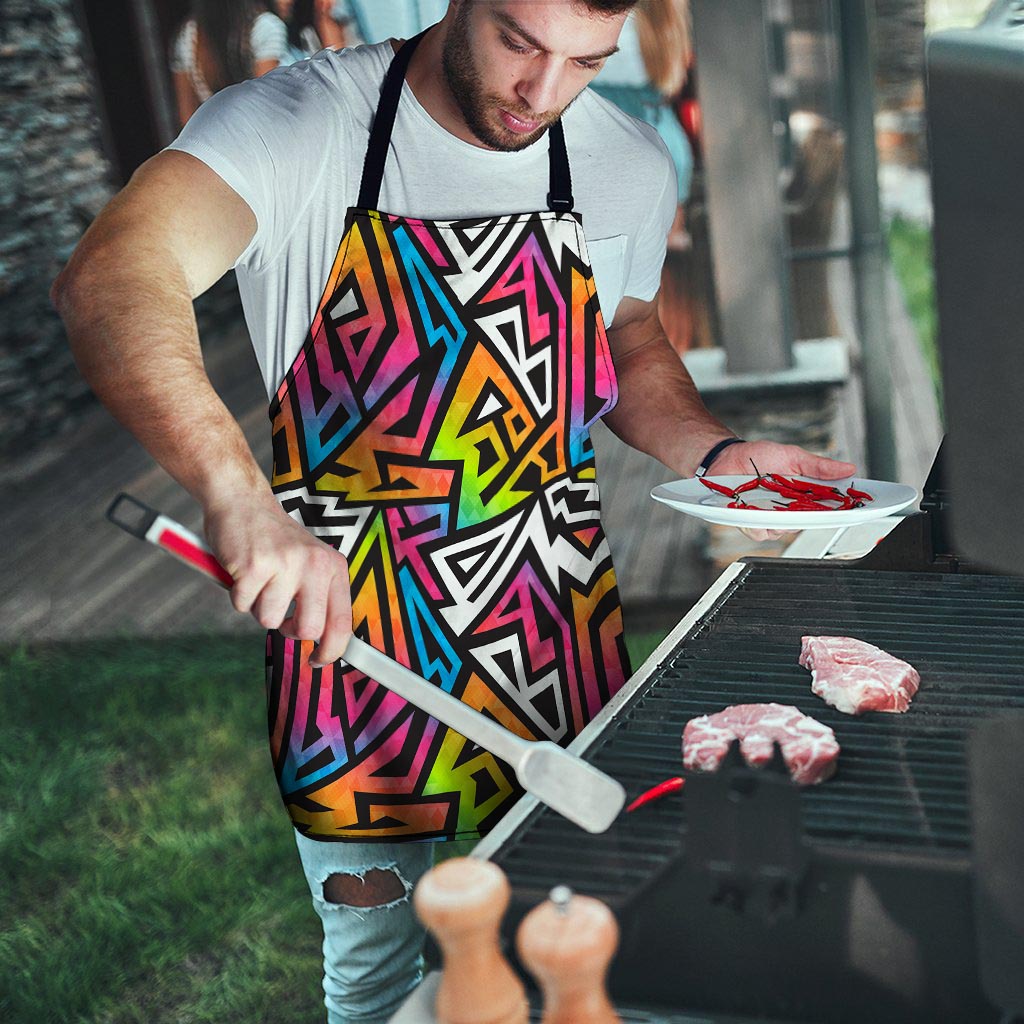 Graffiti Geometric Abstract Men's Apron-grizzshop