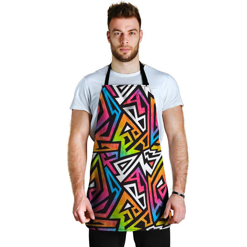 Graffiti Geometric Abstract Men's Apron-grizzshop