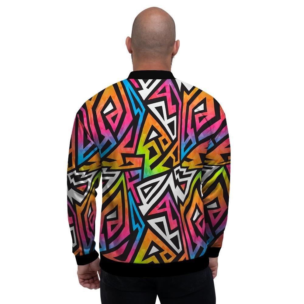 Graffiti Geometric Abstract Men's Bomber Jacket-grizzshop