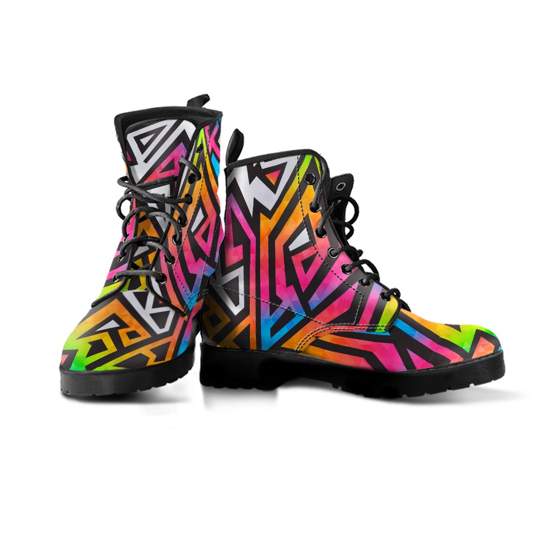 Graffiti Geometric Abstract Men's Boots-grizzshop