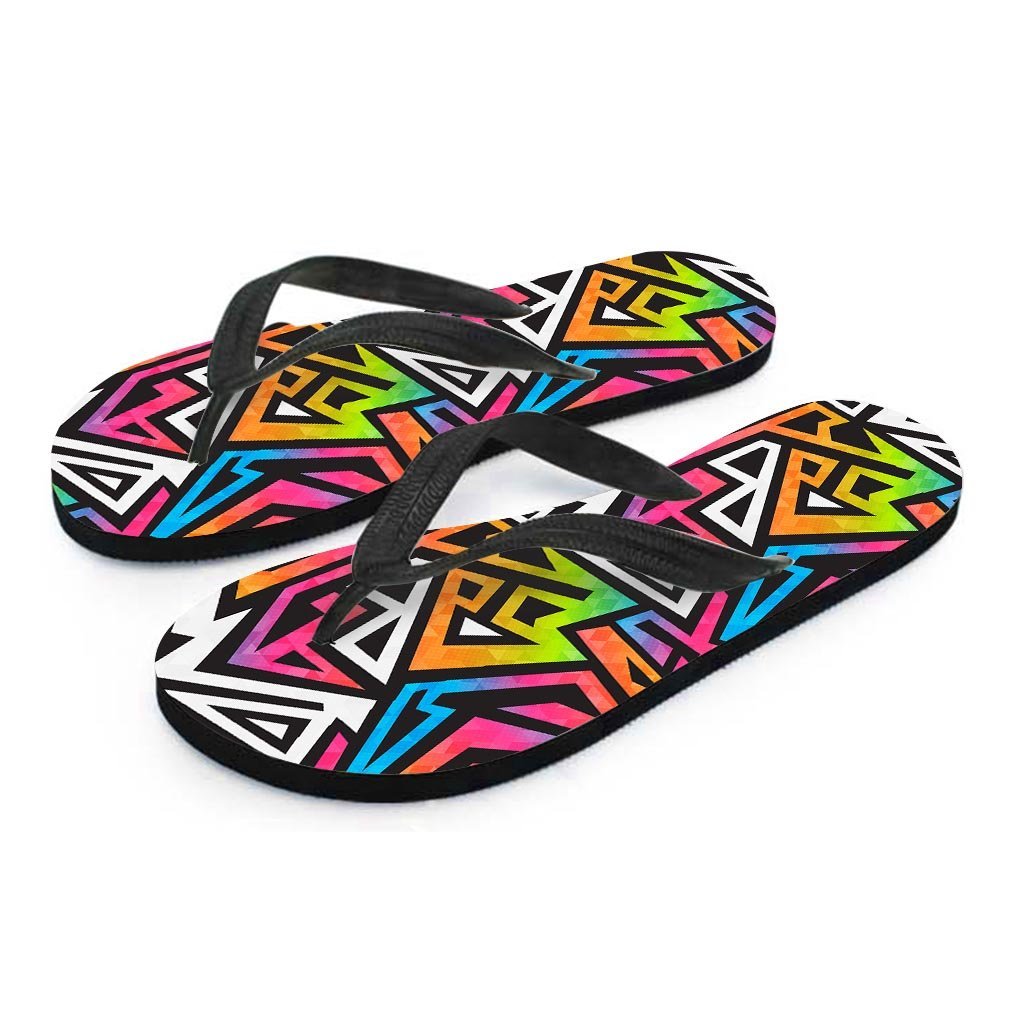 Graffiti Geometric Abstract Men's Flip Flops-grizzshop