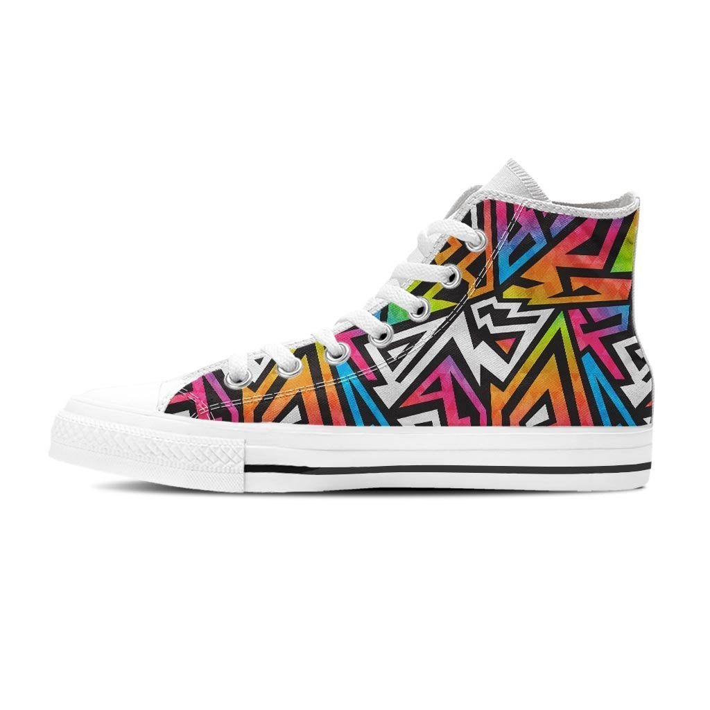 Graffiti Geometric Abstract Men's High Top Shoes-grizzshop