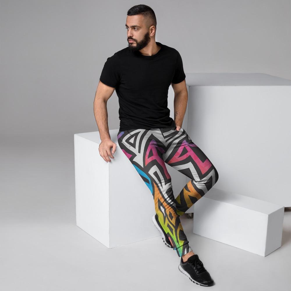 Graffiti Geometric Abstract Men's Joggers-grizzshop