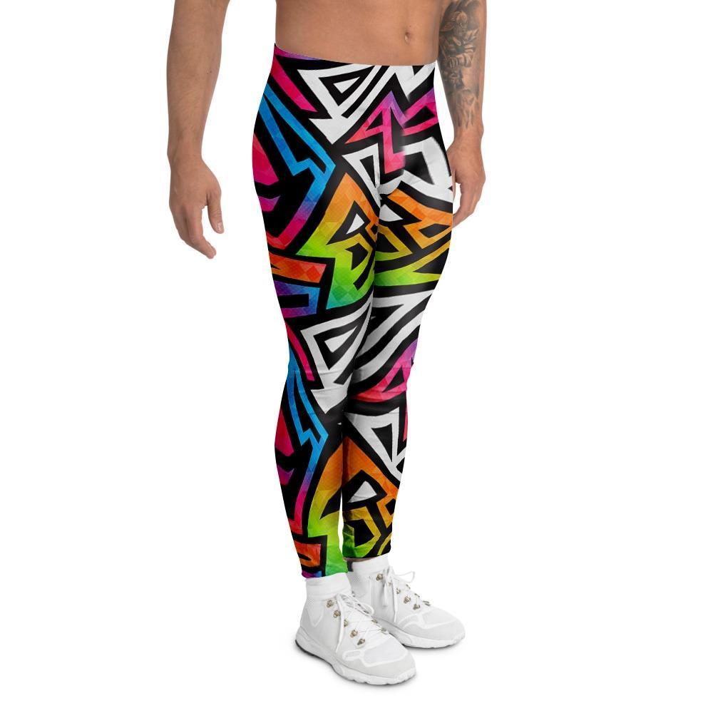 Graffiti Geometric Abstract Men's Leggings-grizzshop