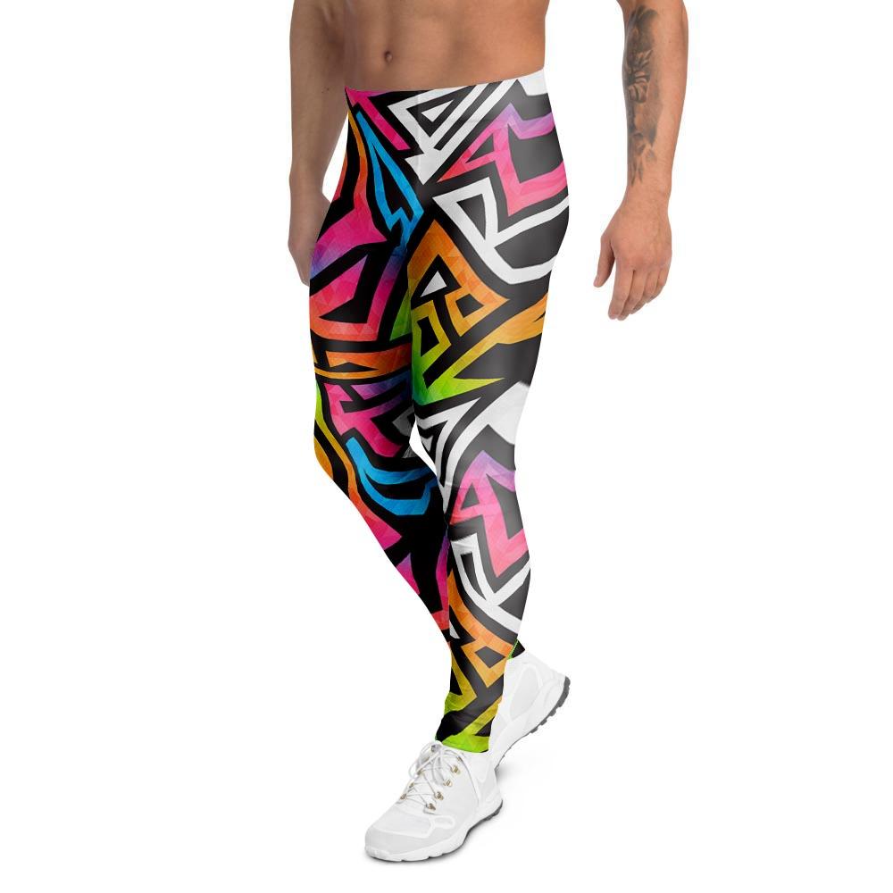 Graffiti Geometric Abstract Men's Leggings-grizzshop