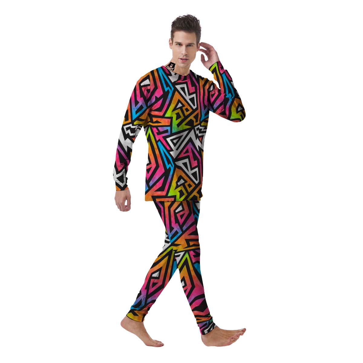 Graffiti Geometric Abstract Men's Pajamas-grizzshop