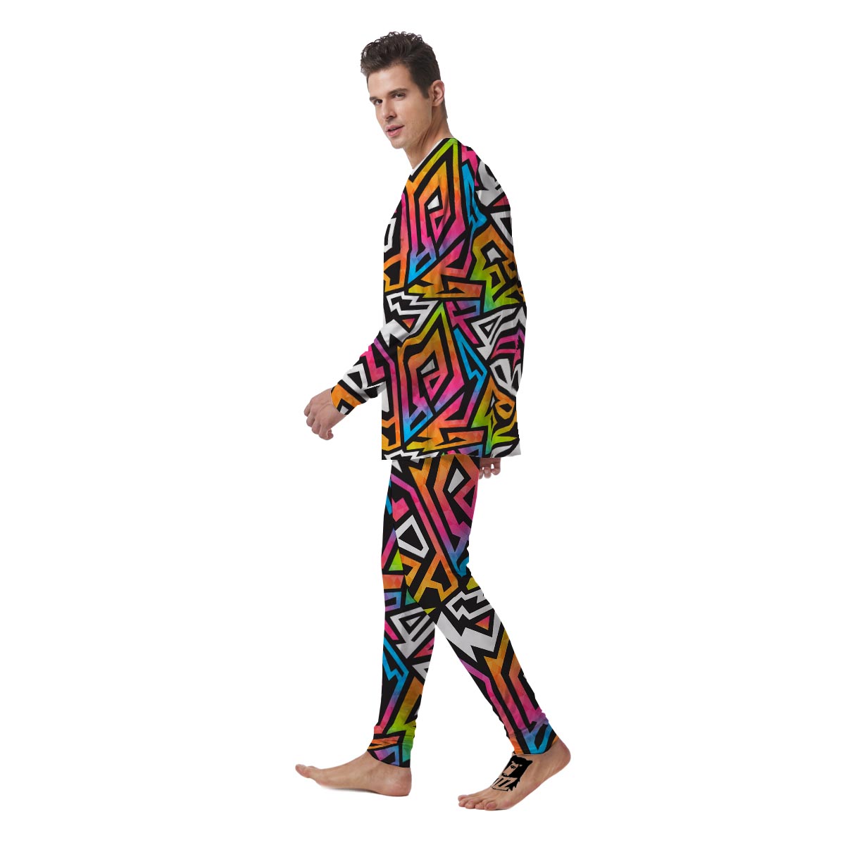 Graffiti Geometric Abstract Men's Pajamas-grizzshop