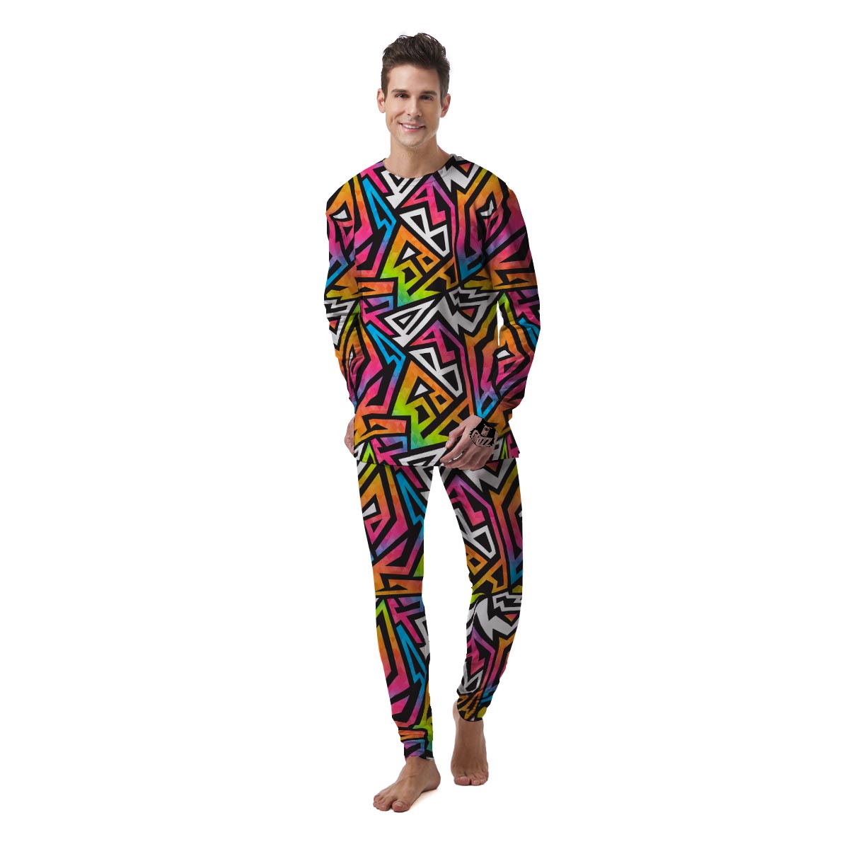 Graffiti Geometric Abstract Men's Pajamas-grizzshop