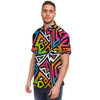 Graffiti Geometric Abstract Men's Short Sleeve Shirt-grizzshop