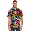 Graffiti Geometric Abstract Men's Short Sleeve Shirt-grizzshop