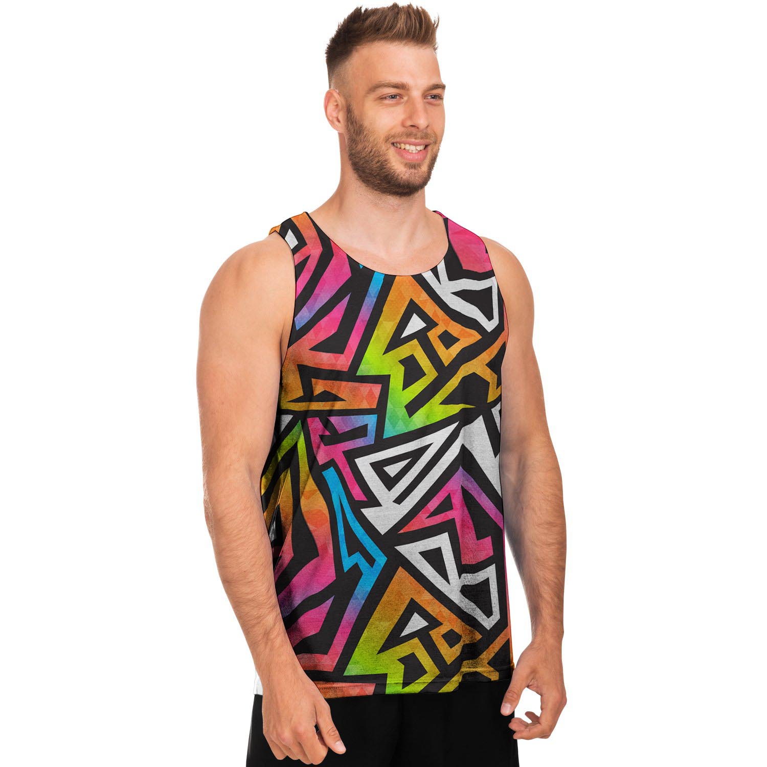 Graffiti Geometric Abstract Men's Tank Tops-grizzshop