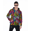 Graffiti Geometric Abstract Men's Zip Up Hoodie-grizzshop