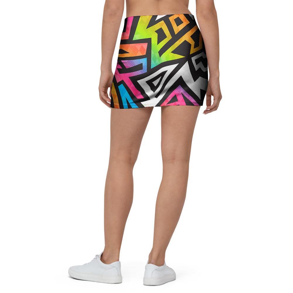 Graffiti Geometric Abstract Mini Skirt-grizzshop