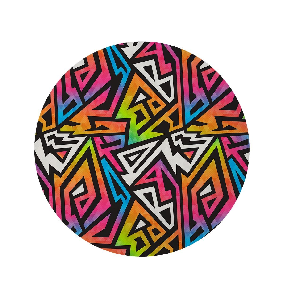 Graffiti Geometric Abstract Round Rug-grizzshop