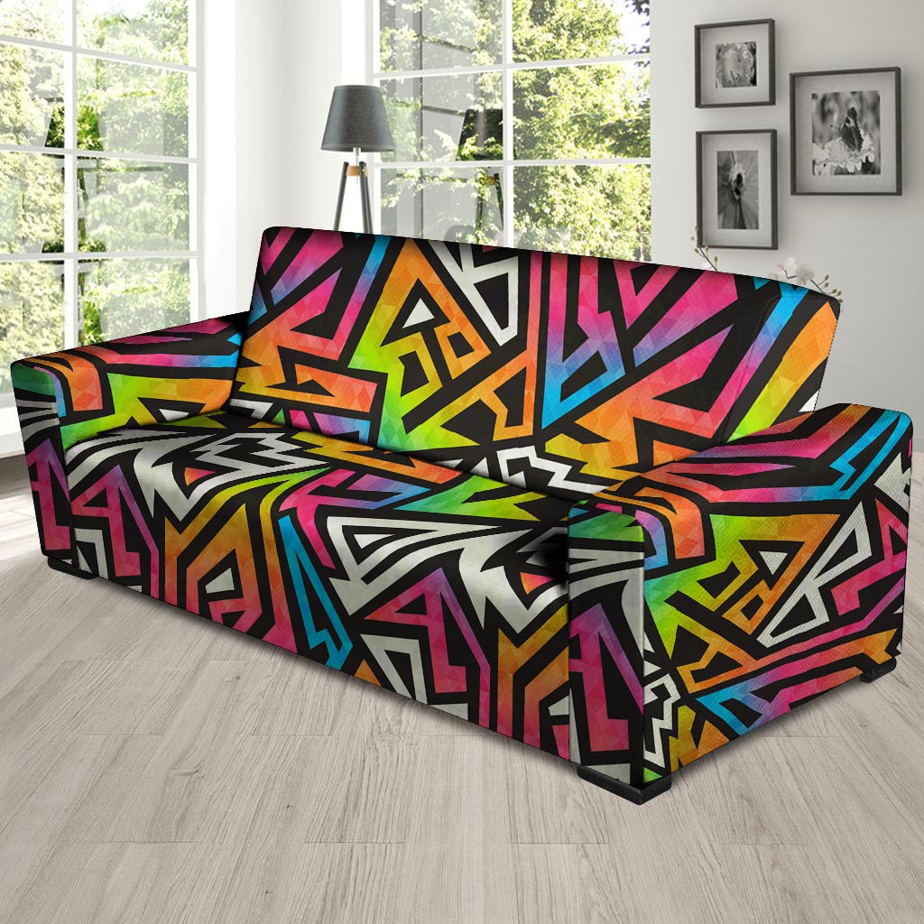 Graffiti Geometric Abstract Sofa Cover-grizzshop