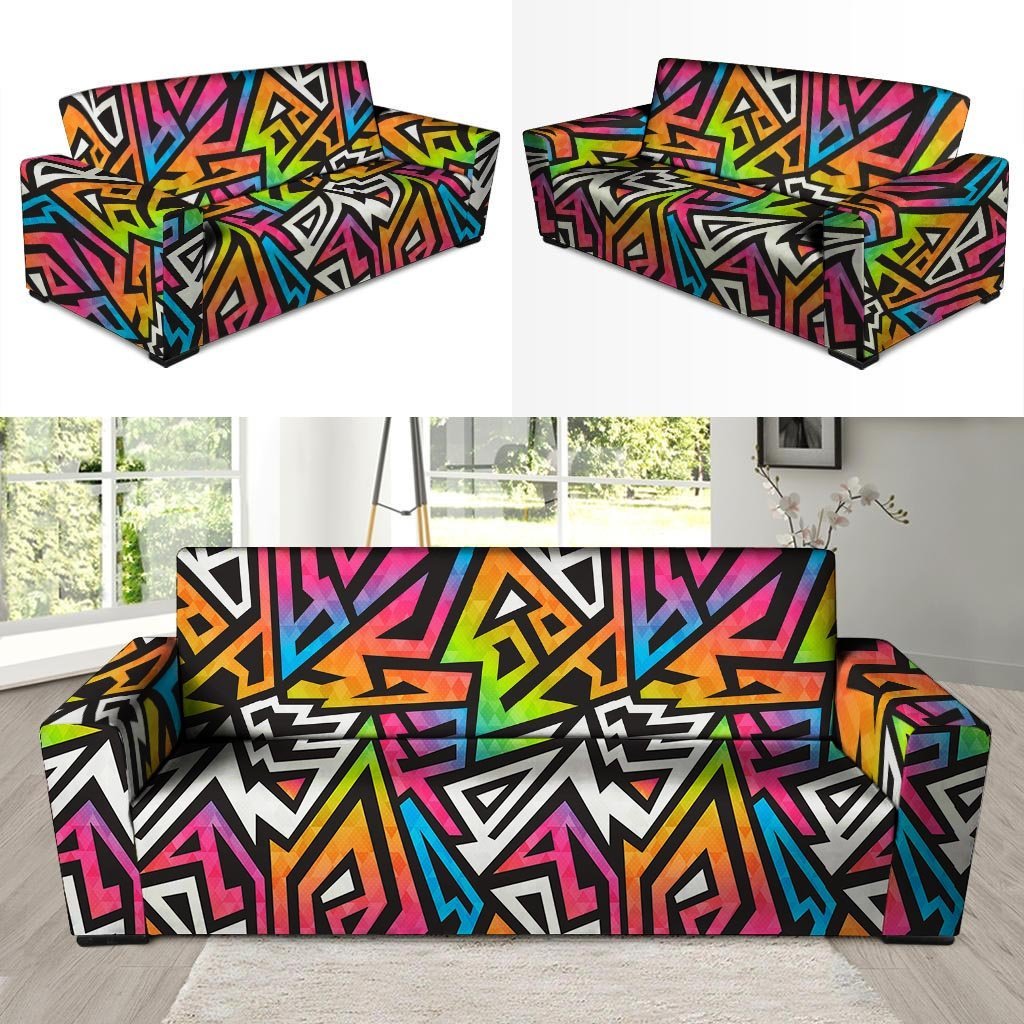 Graffiti Geometric Abstract Sofa Cover-grizzshop