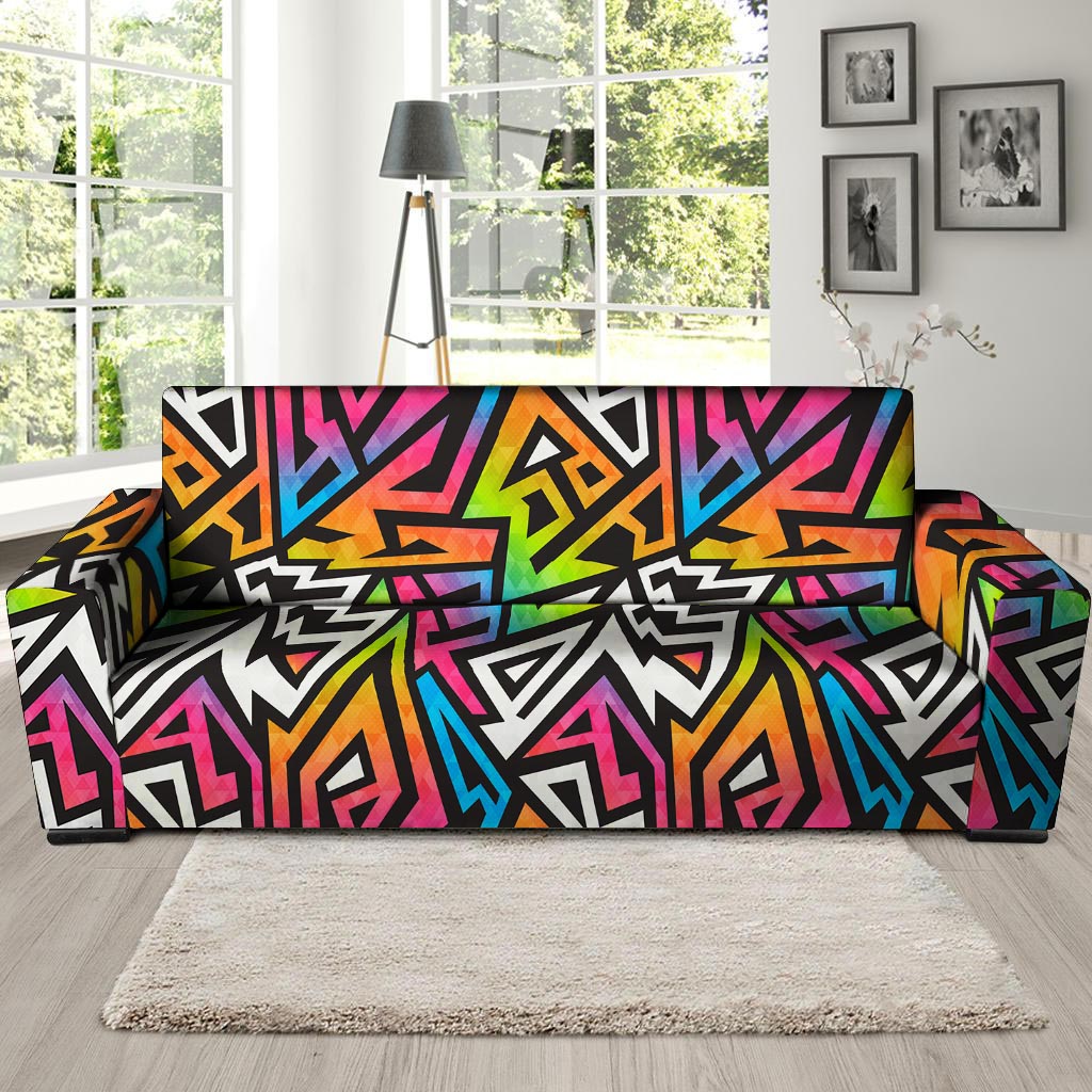 Graffiti Geometric Abstract Sofa Cover-grizzshop