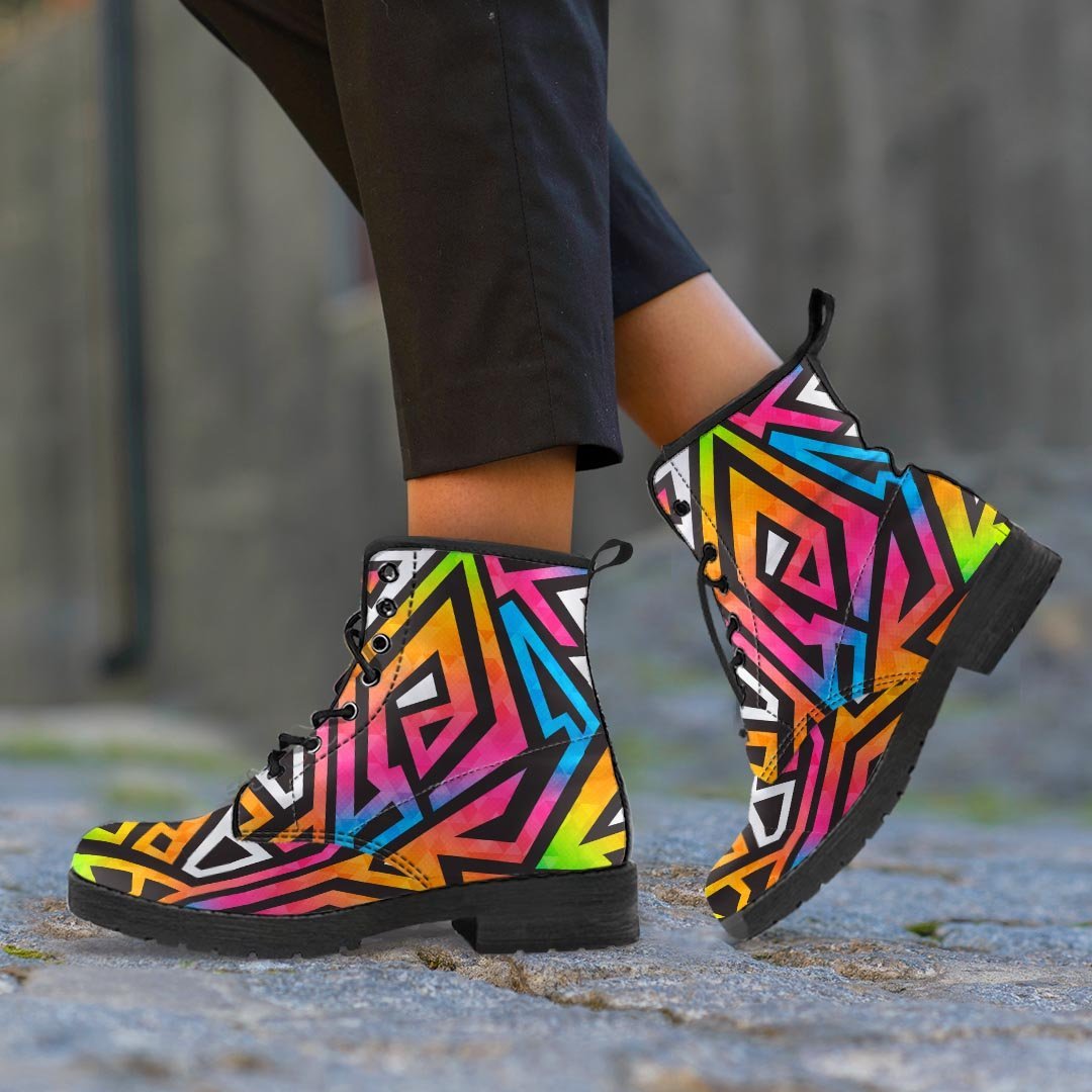 Graffiti Geometric Abstract Women's Boots-grizzshop