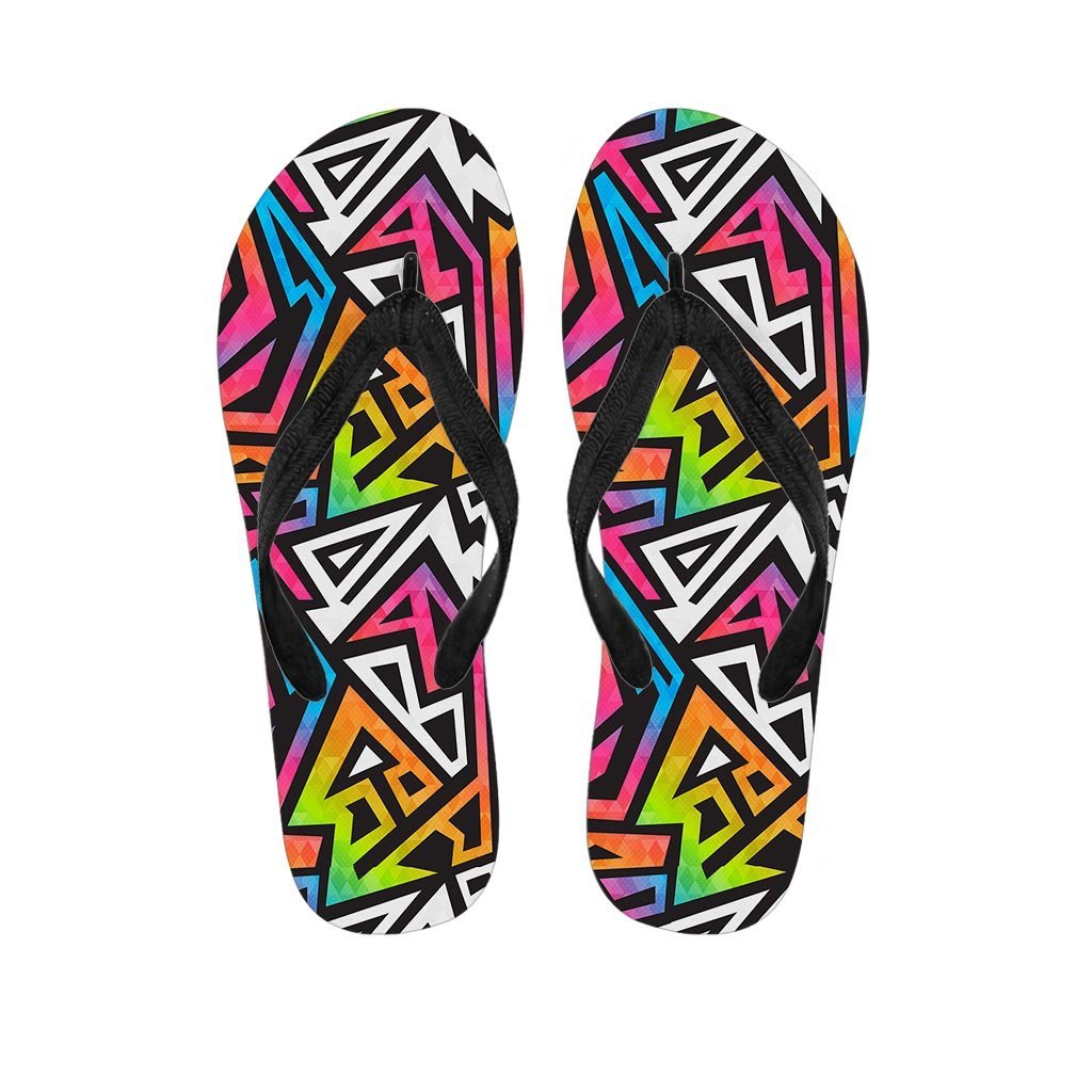 Graffiti Geometric Abstract Women's Flip Flops-grizzshop